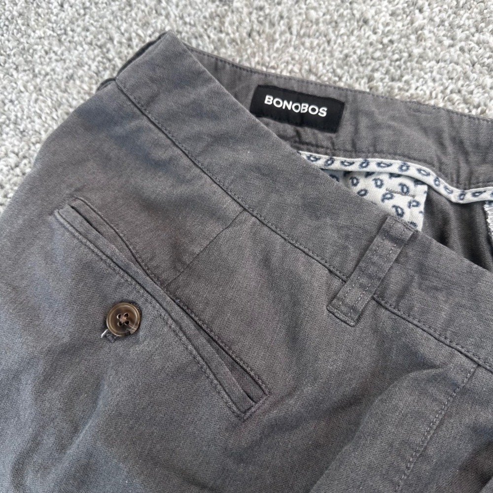 Bonobos Chino Pants Mens 32x32 Gray Slim Fit Stretch Cotton Casual Trouser FLAWS